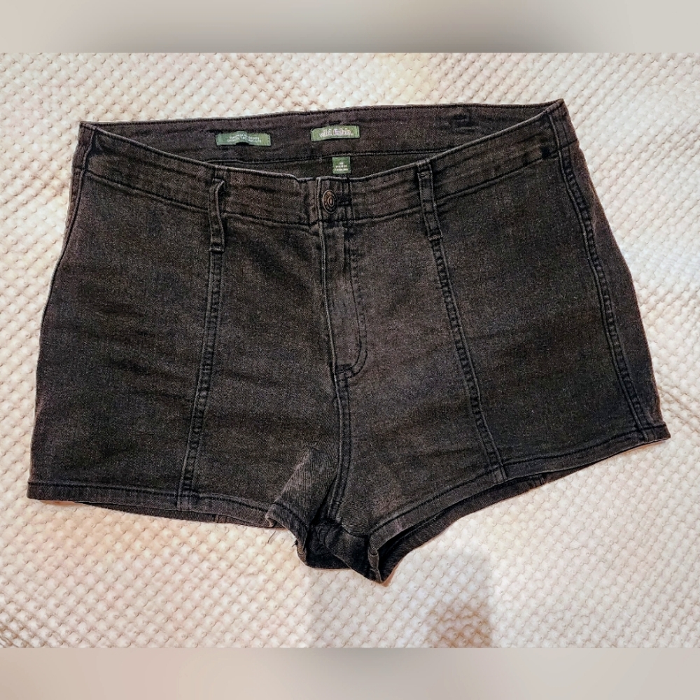 Black denim shorts